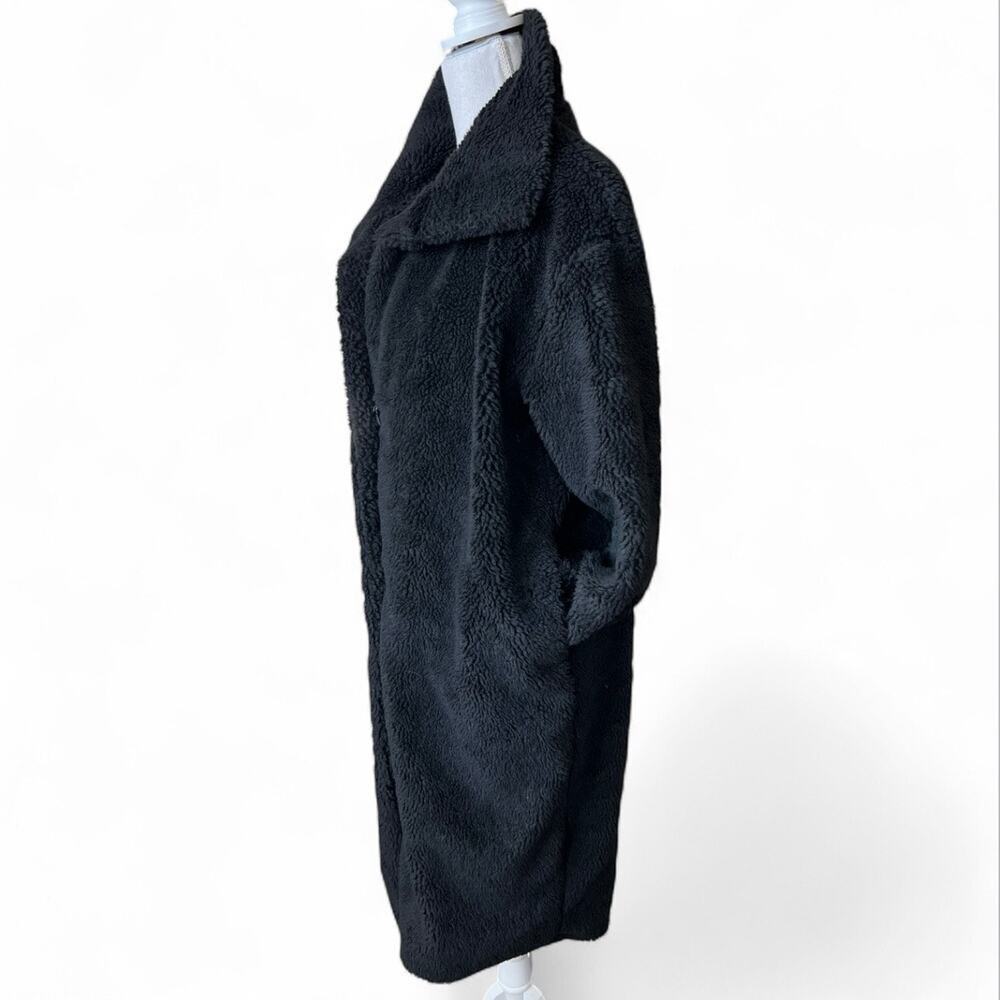 Lanshifei black teddy bear trench coat oversized winter chic minimalist cozy - Picture 6 of 10